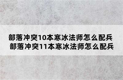 部落冲突10本寒冰法师怎么配兵 部落冲突11本寒冰法师怎么配兵